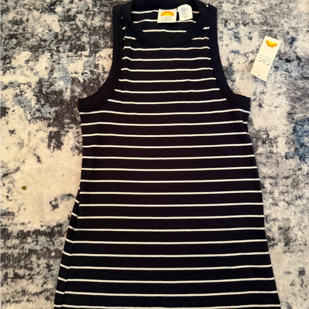 C&C California xs tank top navy and white striped brand new w tags